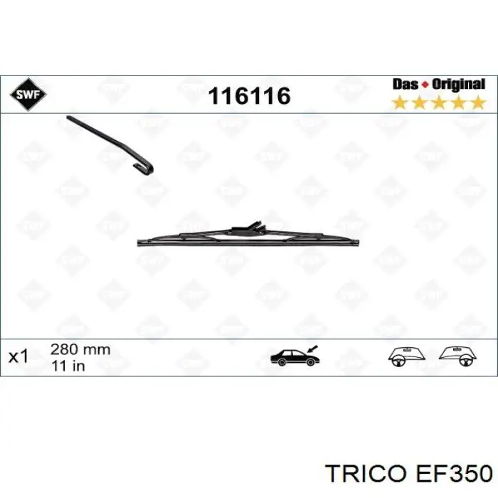 EF350 Trico limpiaparabrisas de luna trasera