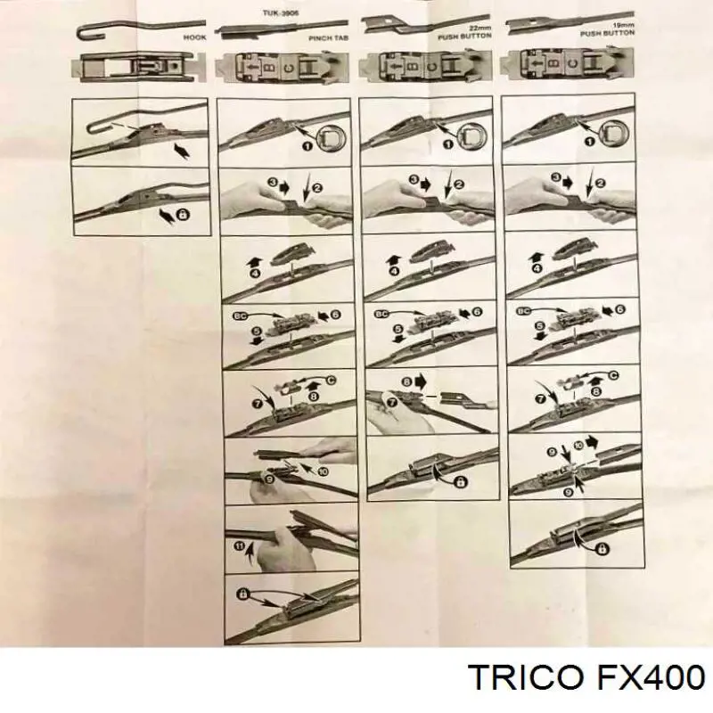 Escobilla del limpiaparabrisas del lado del pasajero FX400 Trico