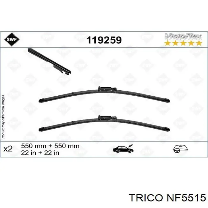 NF5515 Trico juego de limpiaparabrisas de luna delantera, 2 piezas