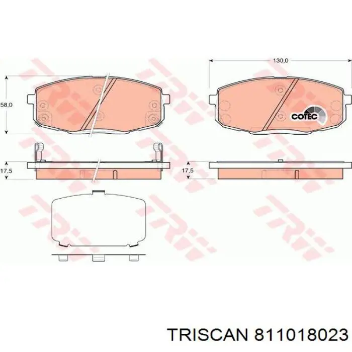 8110 18023 Triscan pastillas de freno delanteras