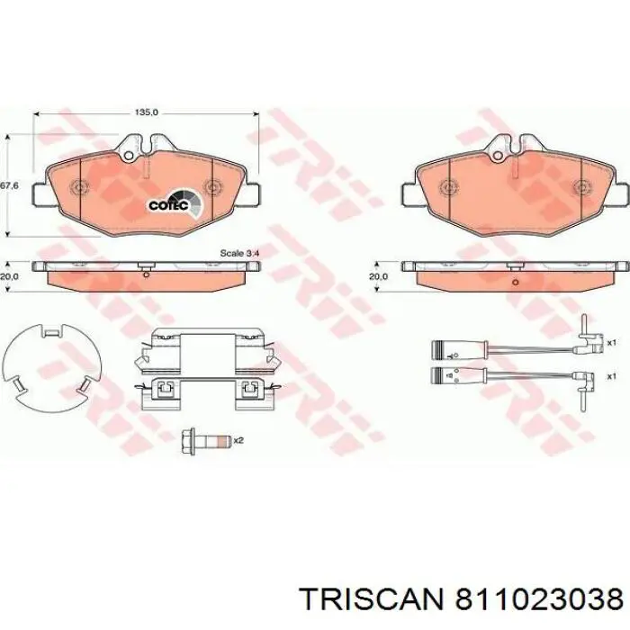 Pastillas de freno 811023038 Triscan