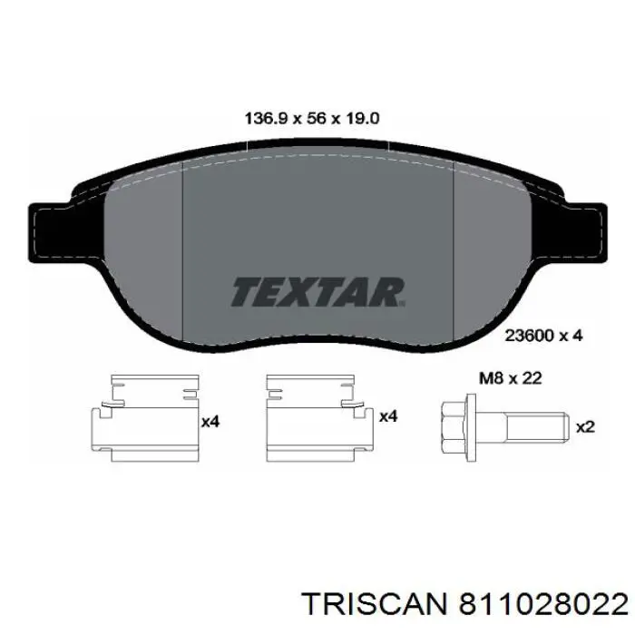 811028022 Triscan pastillas de freno delanteras