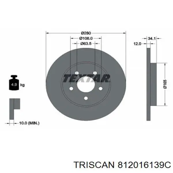 Disco de freno trasero Jaguar X-type CF1
