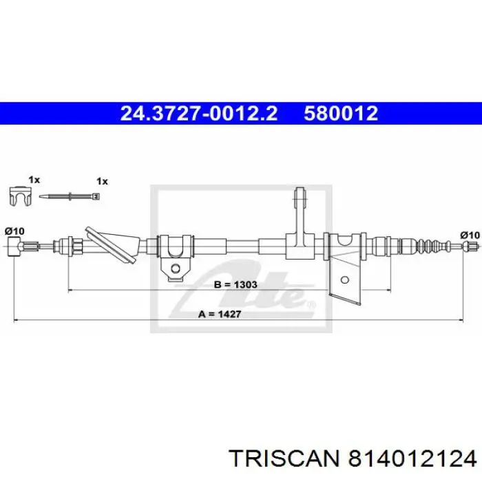 814012124 Triscan cable de freno de mano trasero derecho/izquierdo
