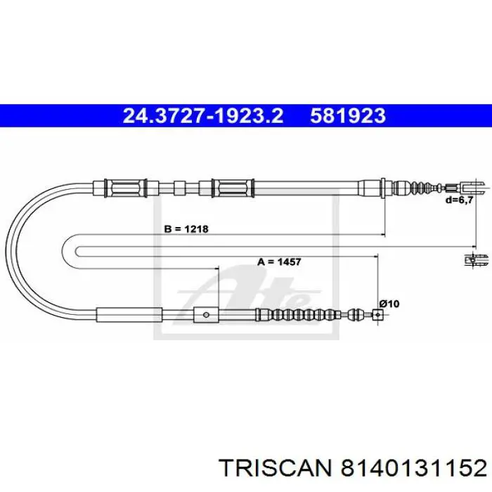 8140131152 Triscan cable de freno de mano trasero derecho