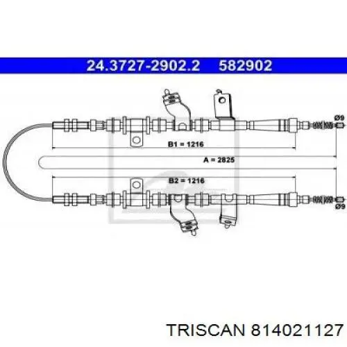 96316682 FSO Cable de freno de mano trasero derecho/izquierdo