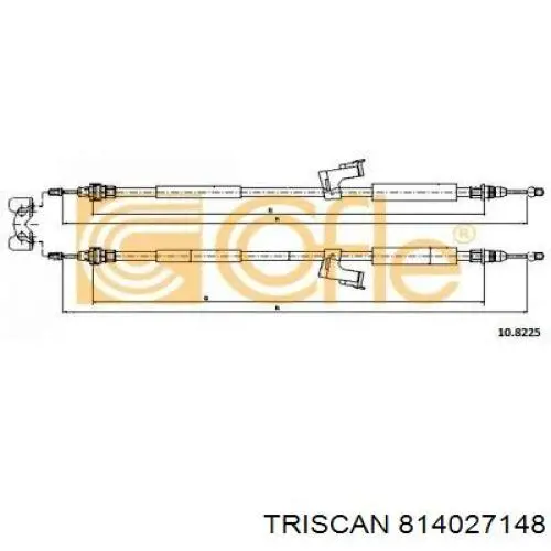814027148 Triscan cable de freno de mano trasero derecho/izquierdo