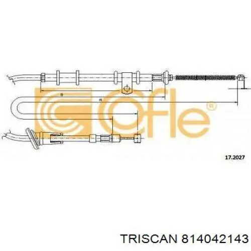 8140 42143 Triscan cable de freno de mano trasero derecho