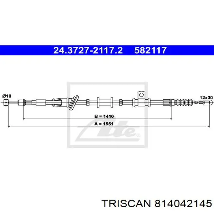 Cable de freno de mano trasero derecho Mitsubishi MR915064 precio, desde 25,23 EUR