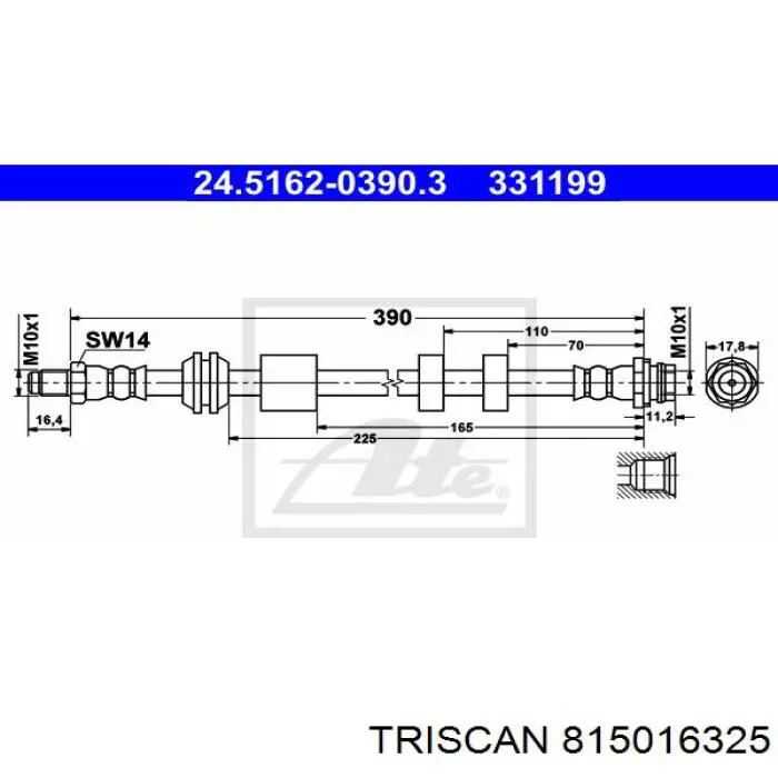 815016325 Triscan tubo flexible de frenos trasero izquierdo