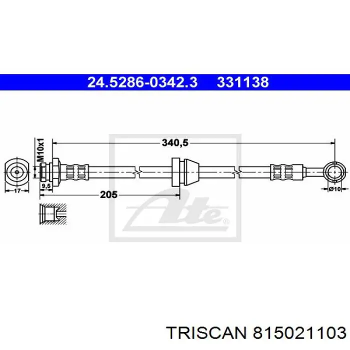 Tubo flexible de frenos delantero Adriauto 061216