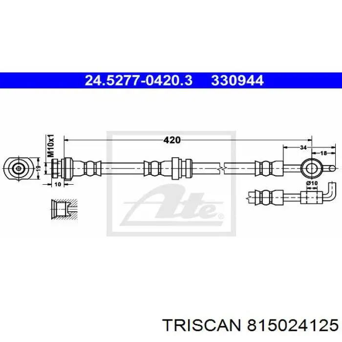 815024125 Triscan latiguillo de freno delantero