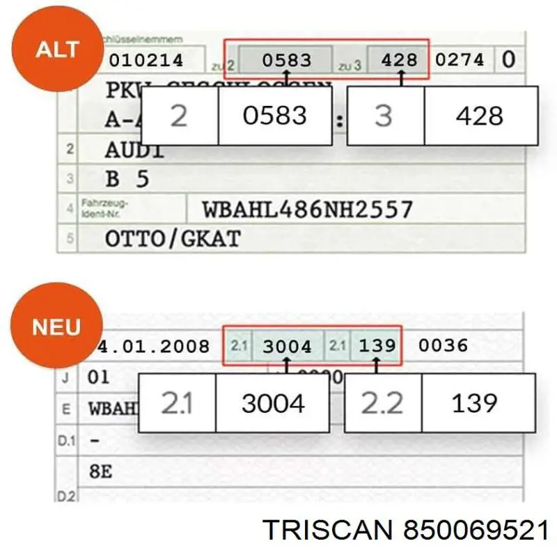 850069521 Triscan barra oscilante, suspensión de ruedas delantera, inferior derecha