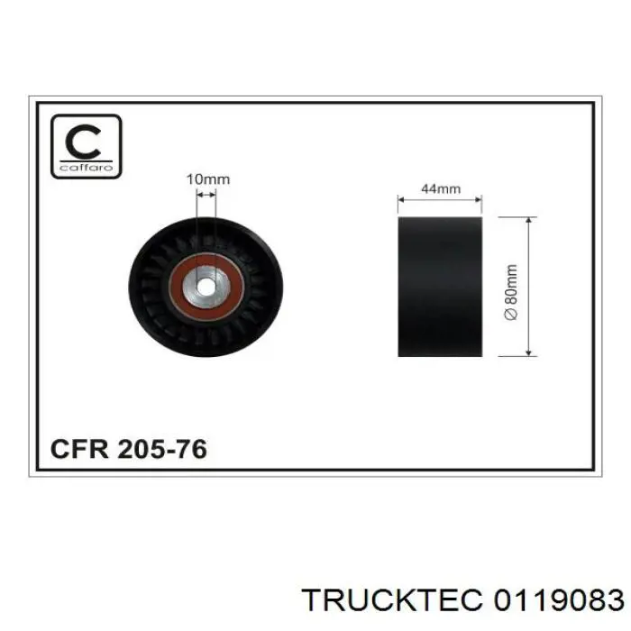 01.19.083 Trucktec rodillo, correa trapecial poli v