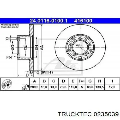 02.35.039 Trucktec freno de disco delantero