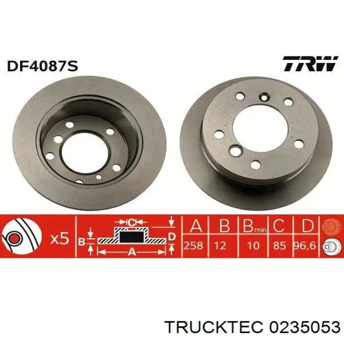 02.35.053 Trucktec disco de freno trasero