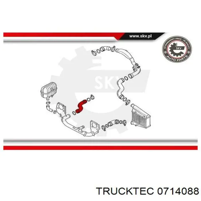 07.14.088 Trucktec tubo flexible de aire de sobrealimentación inferior derecho