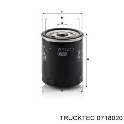 07.18.020 Trucktec filtro de aceite