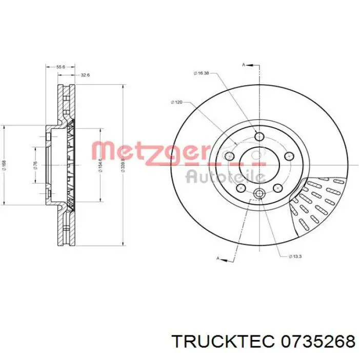 07.35.268 Trucktec freno de disco delantero