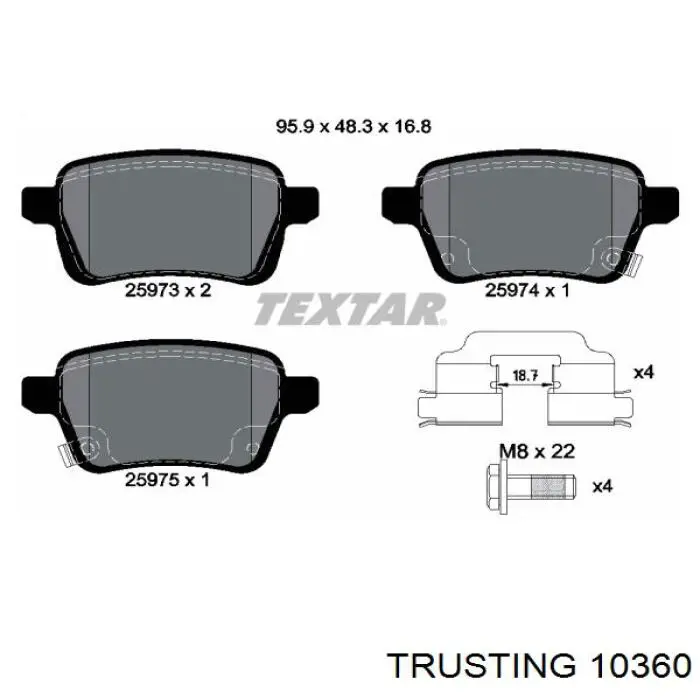 1036.0 Trusting pastillas de freno delanteras