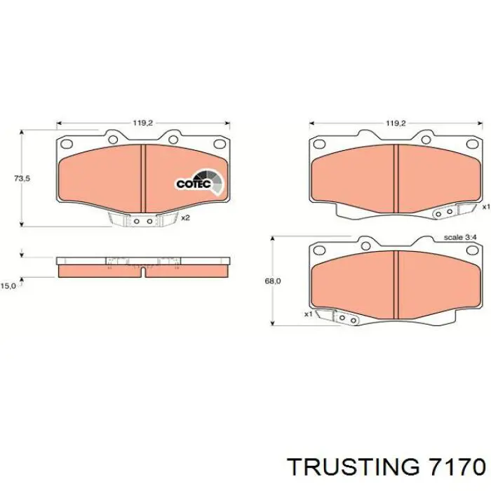 717.0 Trusting pastillas de freno traseras