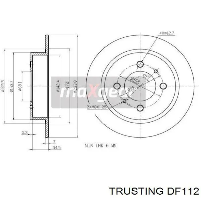 DF112 Trusting disco de freno trasero