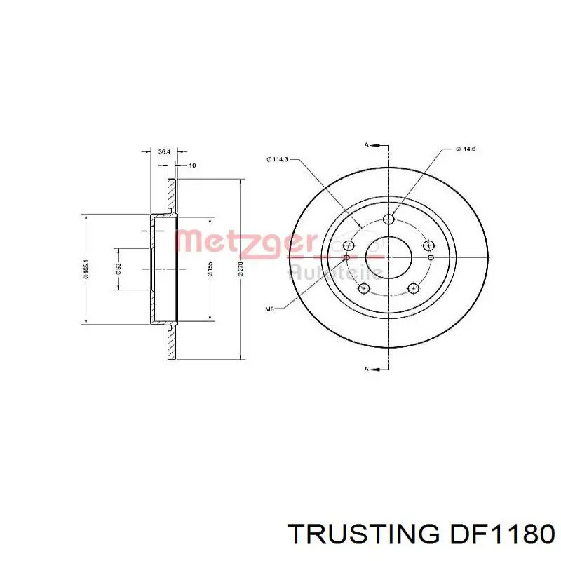 Disco de freno trasero Toyota Auris E15