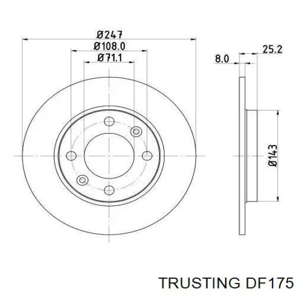 Disco de freno trasero Peugeot 206 2A/C