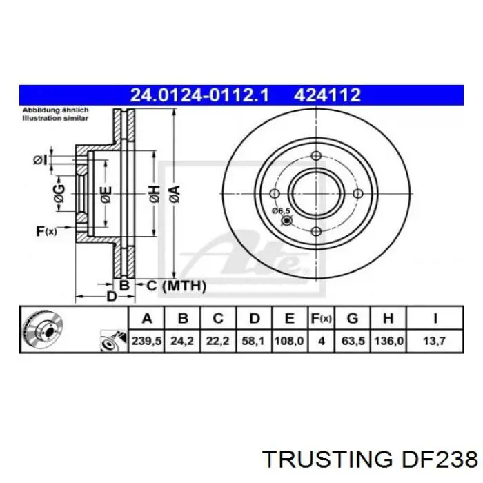 Freno de disco delantero Ford Escort 4 GAF, AWF, ABFT
