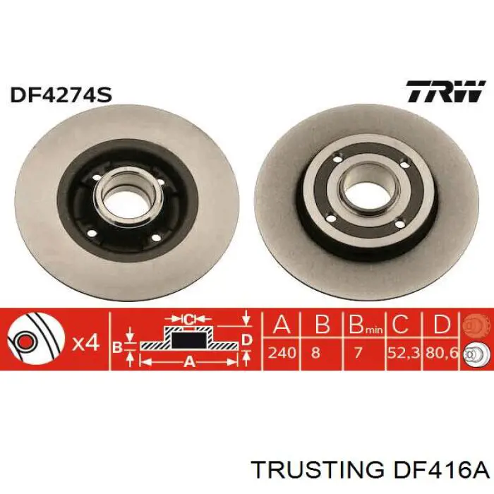 Disco de freno trasero Alfa Romeo 33 905