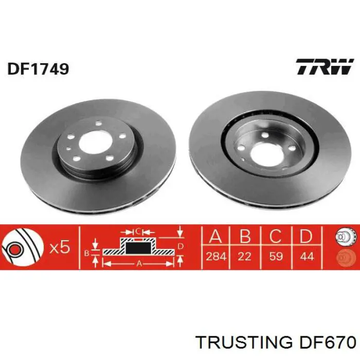 Freno de disco delantero Alfa Romeo 147 937