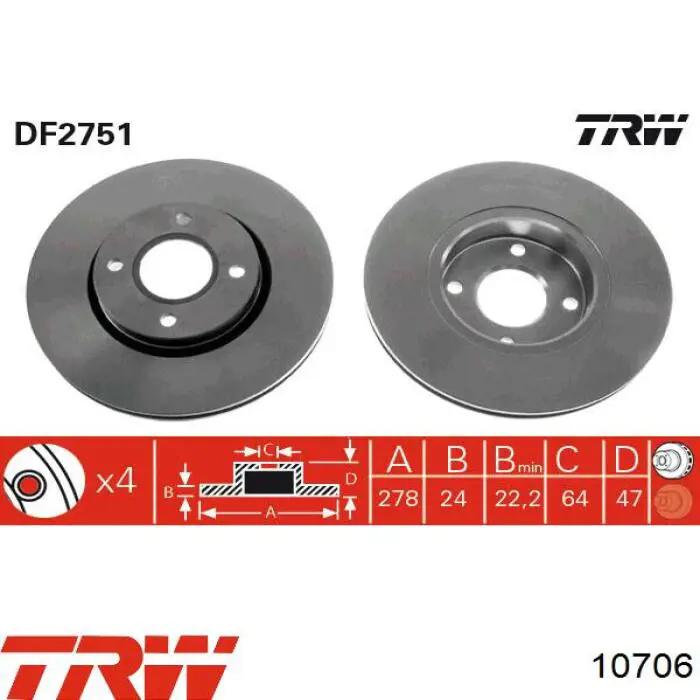 10706 TRW barra oscilante, suspensión de ruedas delantera, superior derecha