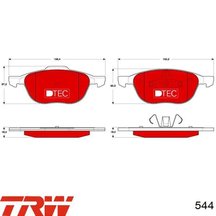 544 TRW juego de reparación, pastillas de frenos