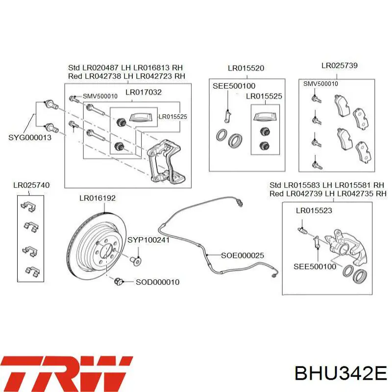 BHU342E TRW pinza de freno trasera izquierda