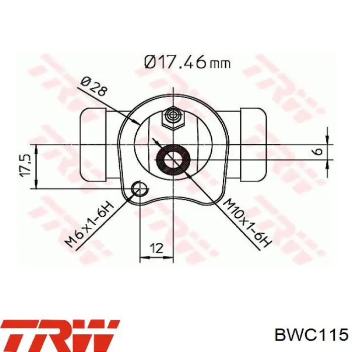 BWC115 TRW cilindro de freno de rueda trasero
