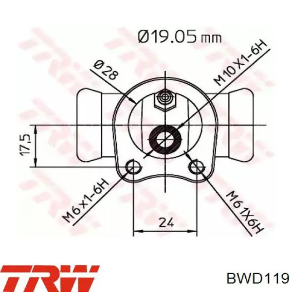 BWD119 TRW cilindro de freno de rueda trasero