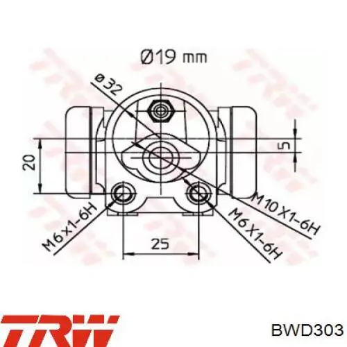 Bombín de freno de rueda trasero TRW BWD303