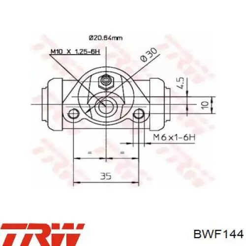 Cilindro de freno de rueda trasera TRW BWF144 precio, desde 11,23 EUR