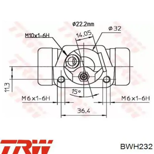 BWH232 TRW cilindro de freno de rueda trasero