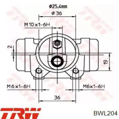 BWL204 TRW cilindro de freno de rueda trasero