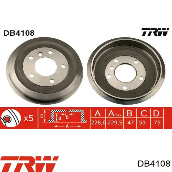 DB4108 TRW freno de tambor trasero