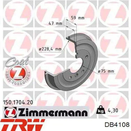 Comprar DB4108 TRW Tambor de freno trasero