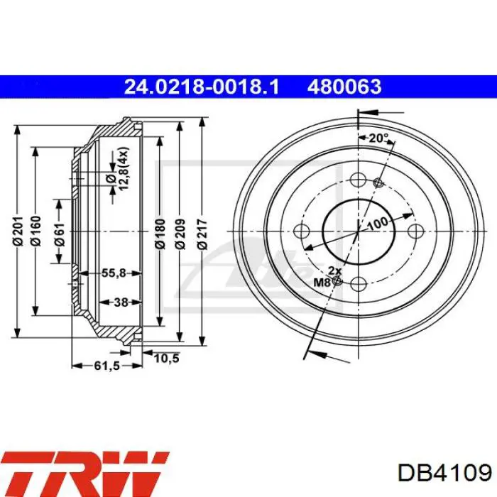 DB4109 TRW Tambor de freno trasero