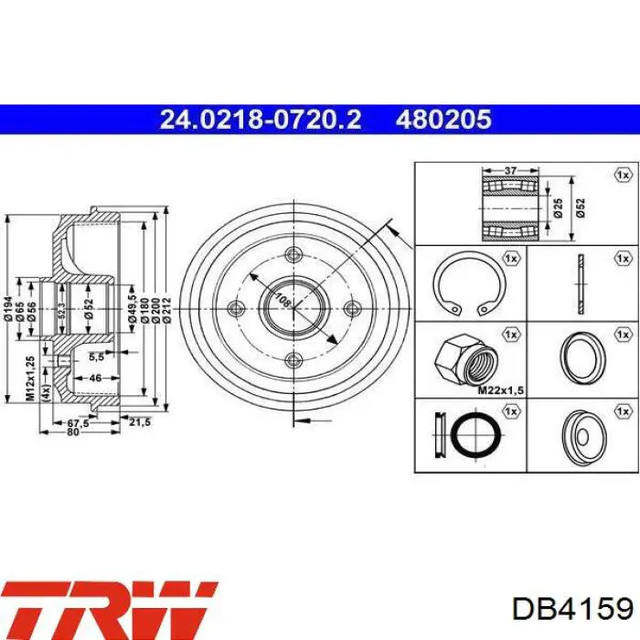 DB4159 TRW Tambor de freno trasero