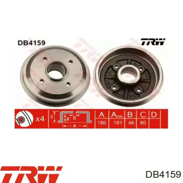 Comprar DB4159 TRW Tambor de freno trasero