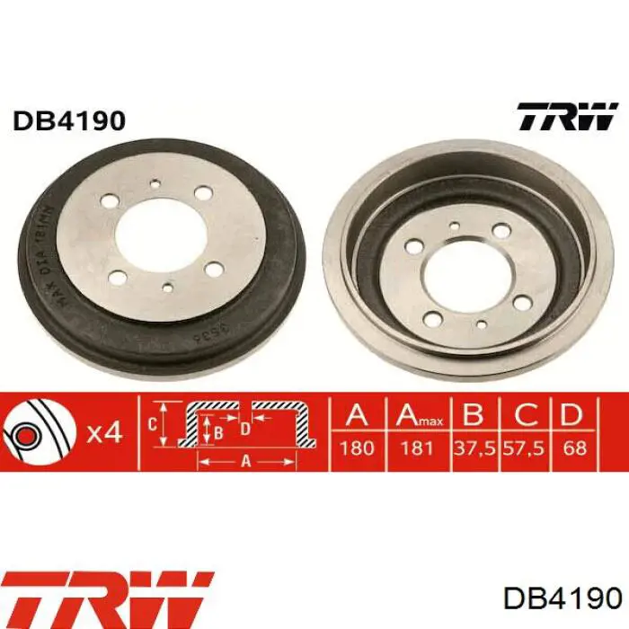 DB4190 TRW freno de tambor trasero