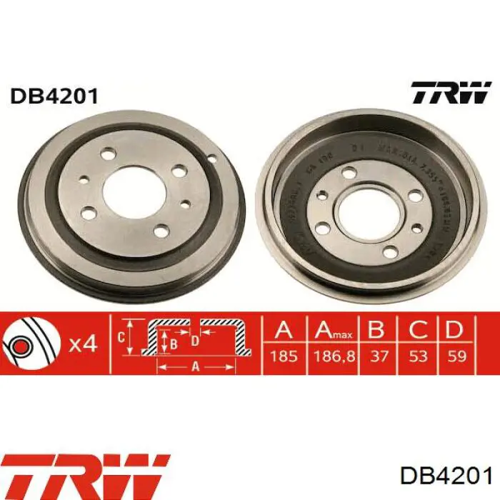 98601861 Fiat/Alfa/Lancia freno de tambor trasero