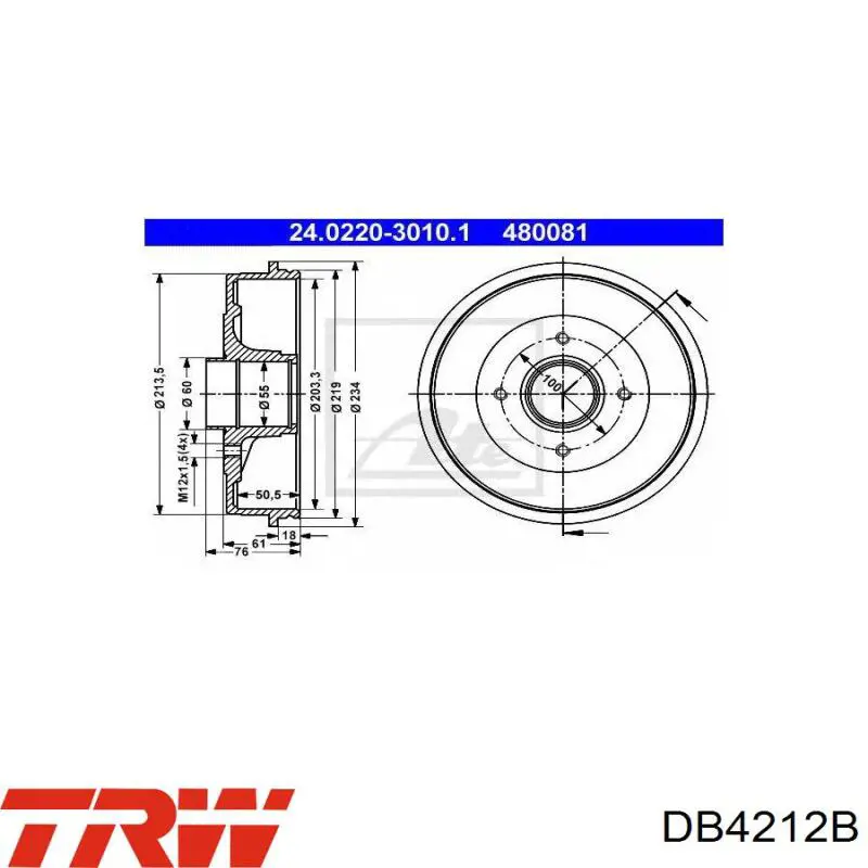 Comprar DB4212B TRW Tambor de freno trasero