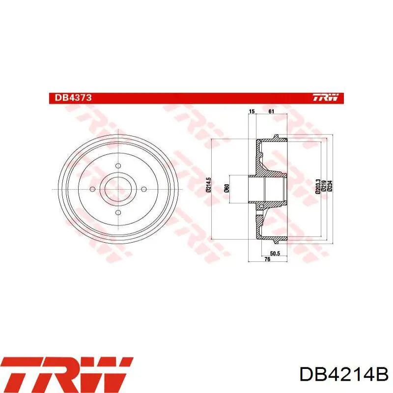 Tambor de freno trasero DB4214B TRW