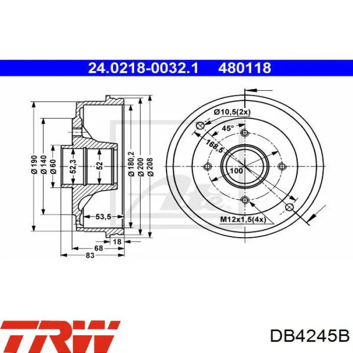 Comprar DB4245B TRW Tambor de freno trasero